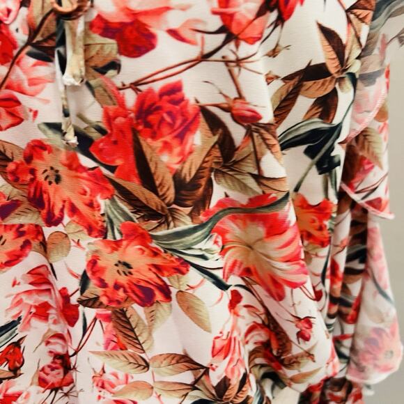 Gianni Bini Women’s Cold Shoulder Spaghetti Top Long Sleeves Floral M (A0129) - Picture 4 of 7